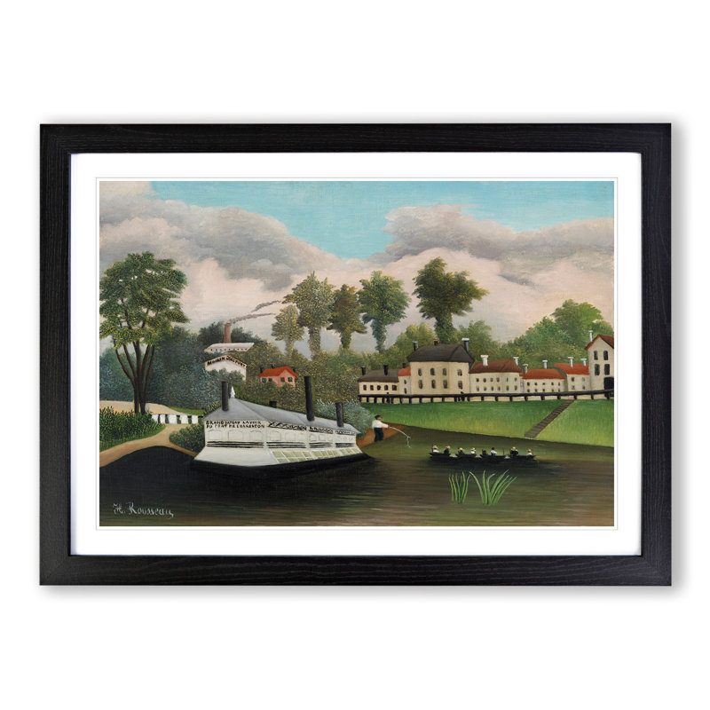 The Laundry Boat by Henri Rousseau - Picture Frame Painting, 48cm H x 65cm W x 2cm D, Black