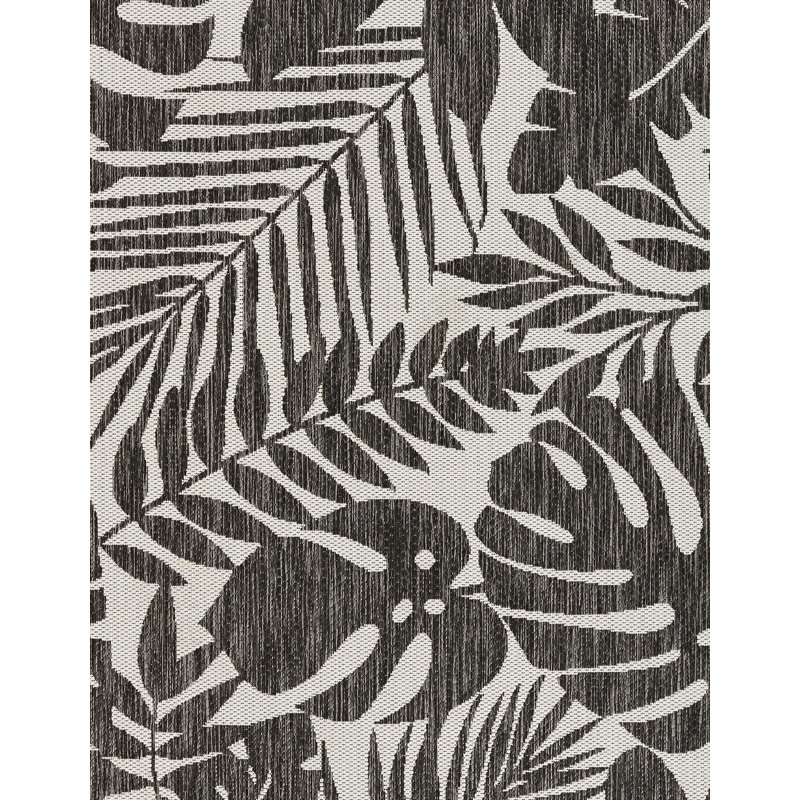 Charcoal Geometric Synthetic Washable Rectangular Rug 5'3" x 7'6"