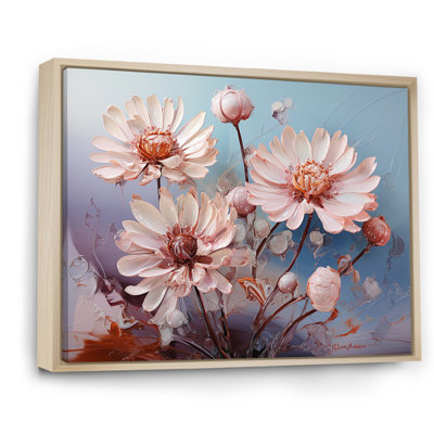 «Pink Mums», art de champ de fleurs liquides sur toile