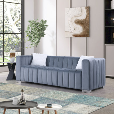 Anagrace Velvet Rolled Arms Chesterfield Sofa -  Everly Quinn, 65B23E4AAF7E449381DAD22741824E6A