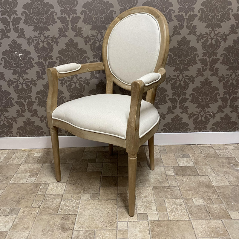 Mickael 45cm H Linen Upholstered King Louis Back Side Chair in Beige