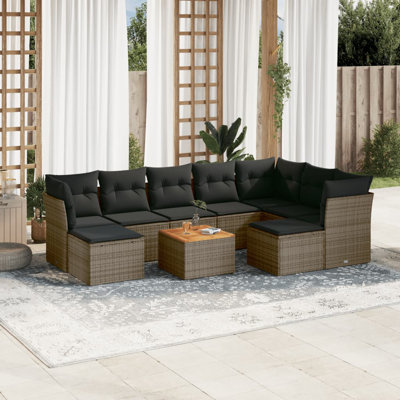 Vidaxl Garden Sofa Set Grey PE Wicker 10-Piece Set Modular