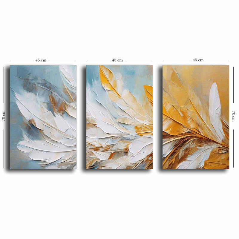 Stunning Decorative Canvas Painting Set (3 Pieces), 100% Canvas, Total Size: 57.1 x 27.6 inches | 100% Pine Wood Frame, Thickness: 0.1 inches | Perfect for Living Room & Bedroom Decor, Vibrant Colors and Elegant Design