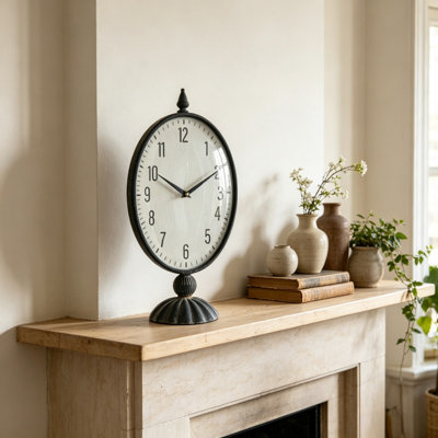 L 8,7 po x l 5,1 po x H 17,6 po, grande cheminée de style victorien et horloge de table rétro, horloge de bureau à piédestal composite à bruit réduit avec cadran à chiffres arabes facile à lire, horloge décorative de console de foyer économique