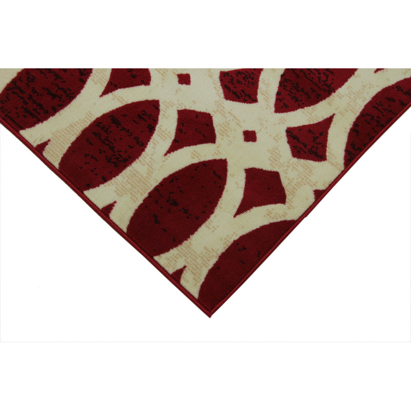 Tapis de zone rouge/beige ovale Hanover, Rectangle 5 pi x 7 pi