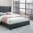 Joshual Upholstered Fabric Tufted, Platform Bed, Fully Slates in Balck-1802573176