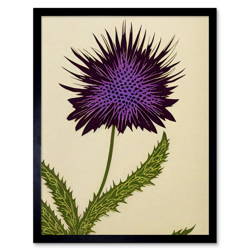 Stylized Purple Scottish Thistle Flower - Single Picture Frame Print