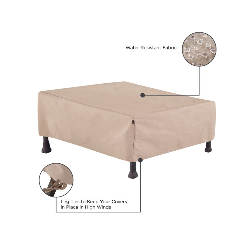 Heavy Duty Black Patio Ottoman Cover with Elastic Hem