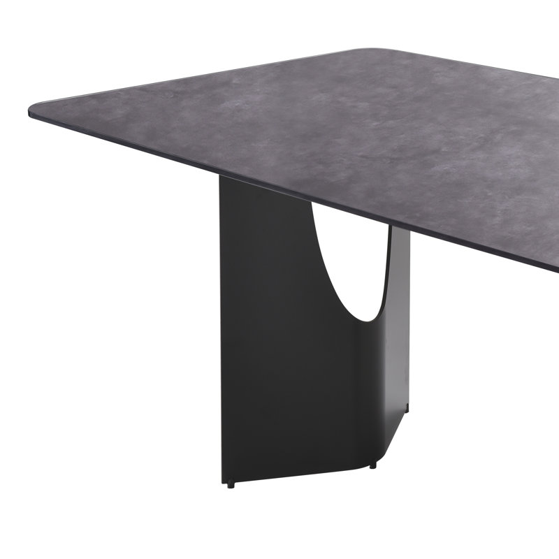 Arechiga Modern Contemporary Rectangular Dining Table With Tempered Glass Table Top - Seats Up To 6, Gray