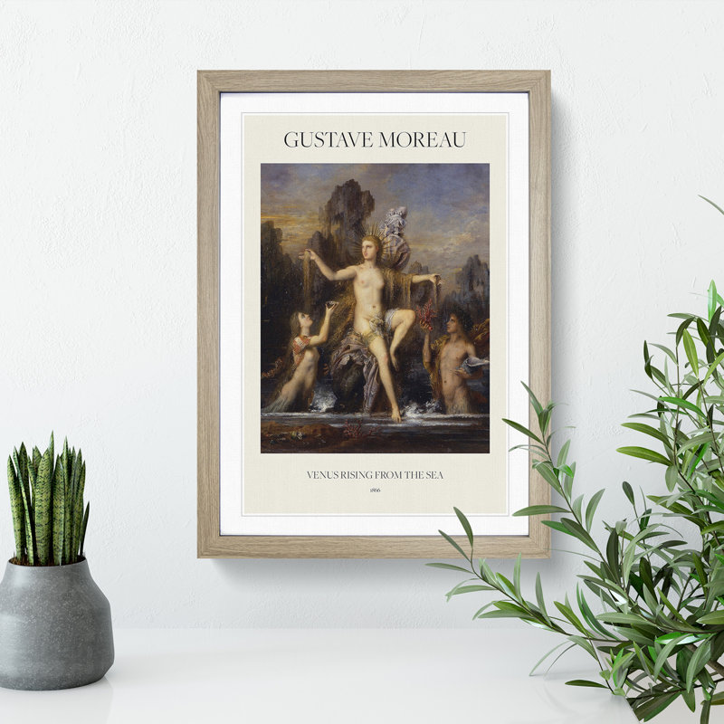Venus Rising from the Sea by Gustave Moreau - Picture Frame Art Prints, 36cm H x 27cm W x 2cm D, Oak