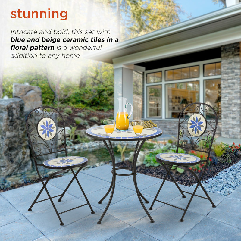Fleur De Lis Living Mosaic Outdoor 3-Piece Bistro Set Reviews