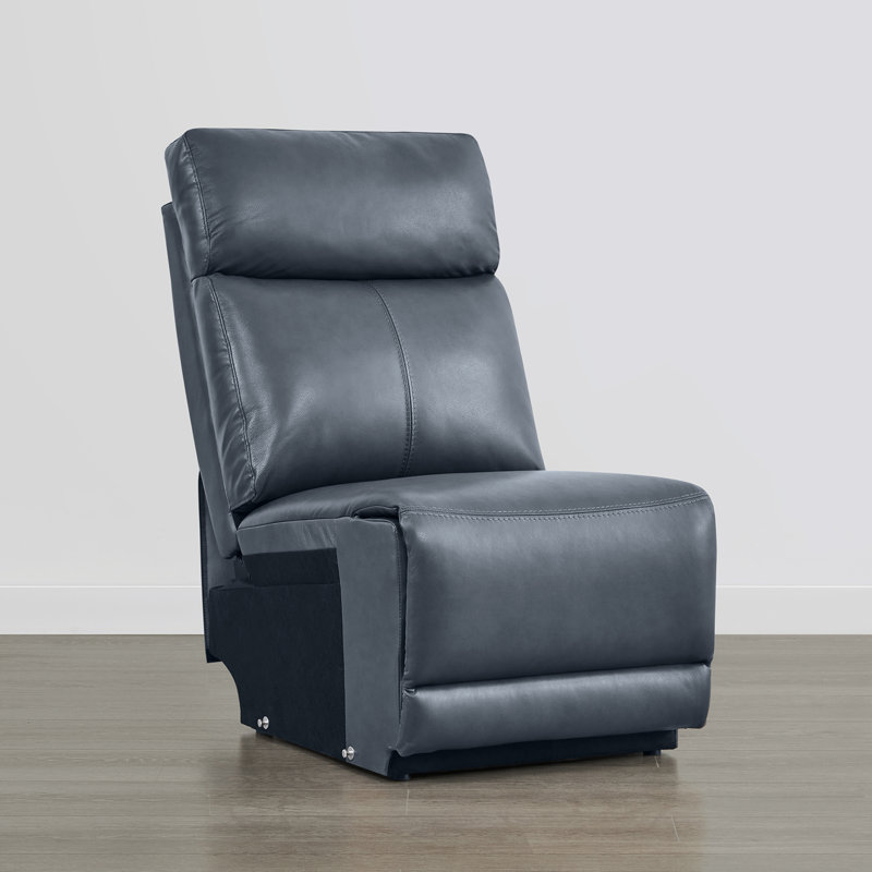 Mejas Genuine Leather Chair, Navy