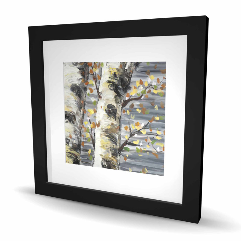 Budding Birches - Reproduction matte encadrée pour la décoration, Noir