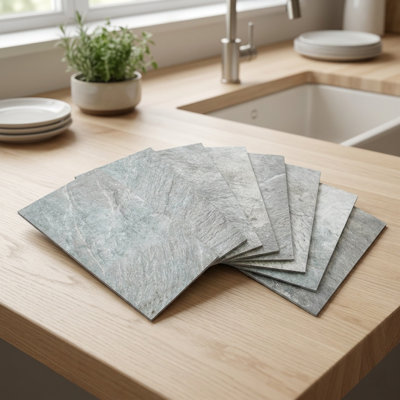 100 Piece Peel and Stick PVC Faux Stone Backsplash Wall Tiles Subway Pattern for Kitchen Bathroom Laundry Room