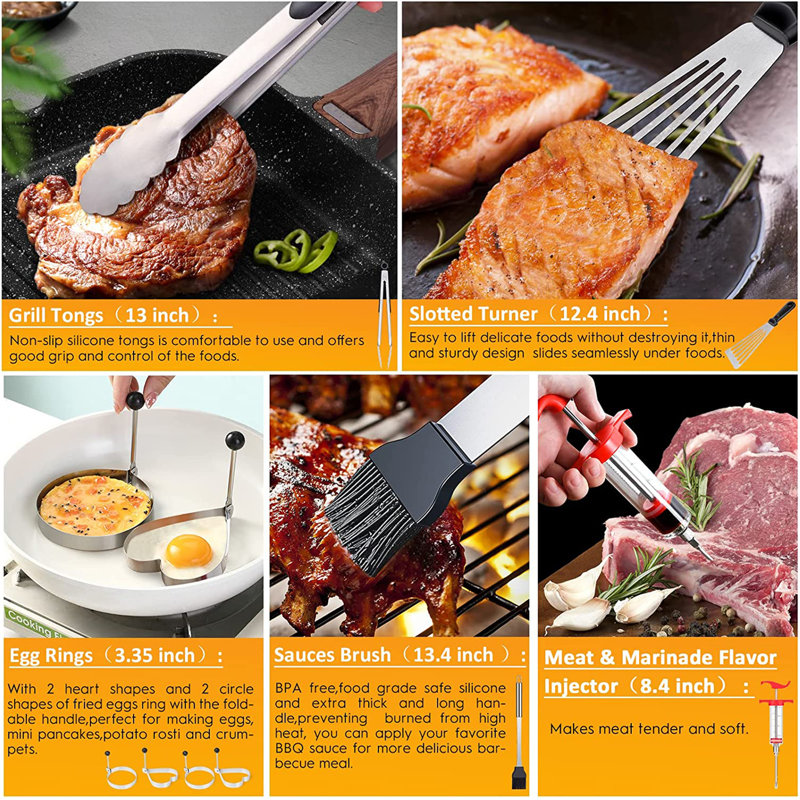 Stainless Steel Non-Stick Dishwasher Safe Grilling Tool Set
