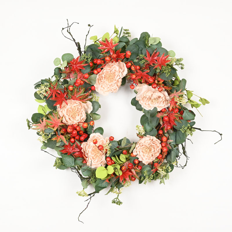 Couronne florale artificielle 24 po 24 po