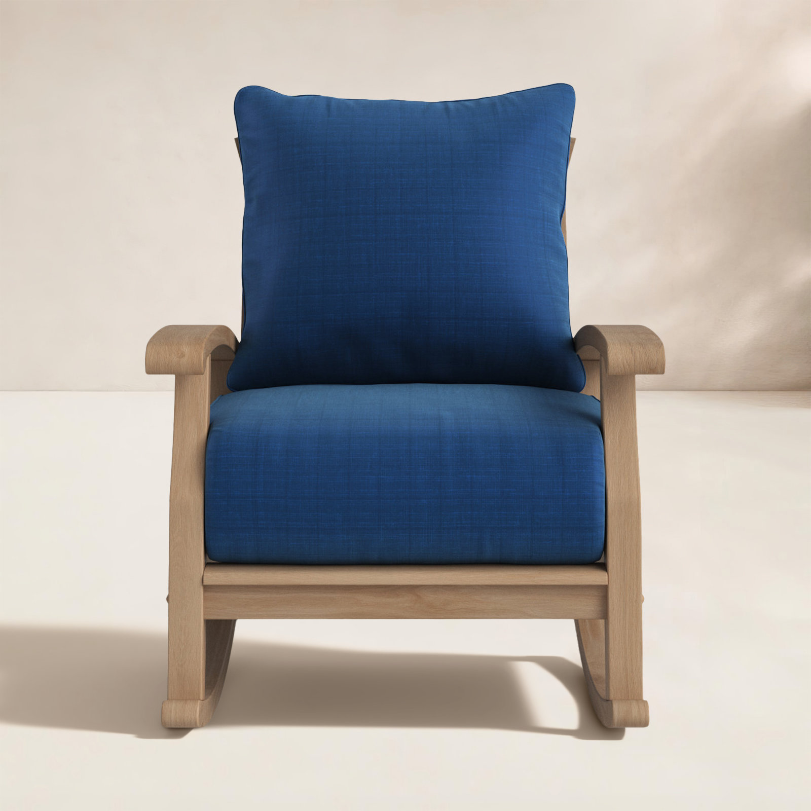 Summerton Teak Patio Rocking Chair, Navy Performance Olefin, Natural