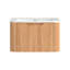 Meuble-lavabo mural flottant en noyer naturel avec lavabo en céramique intégré-668439025