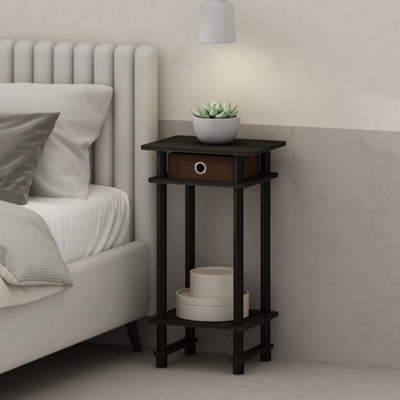 Furinno Turn-N-Tube Tall Nightstand with Bin, Espresso/Brown, Espresso/Brown, Individual