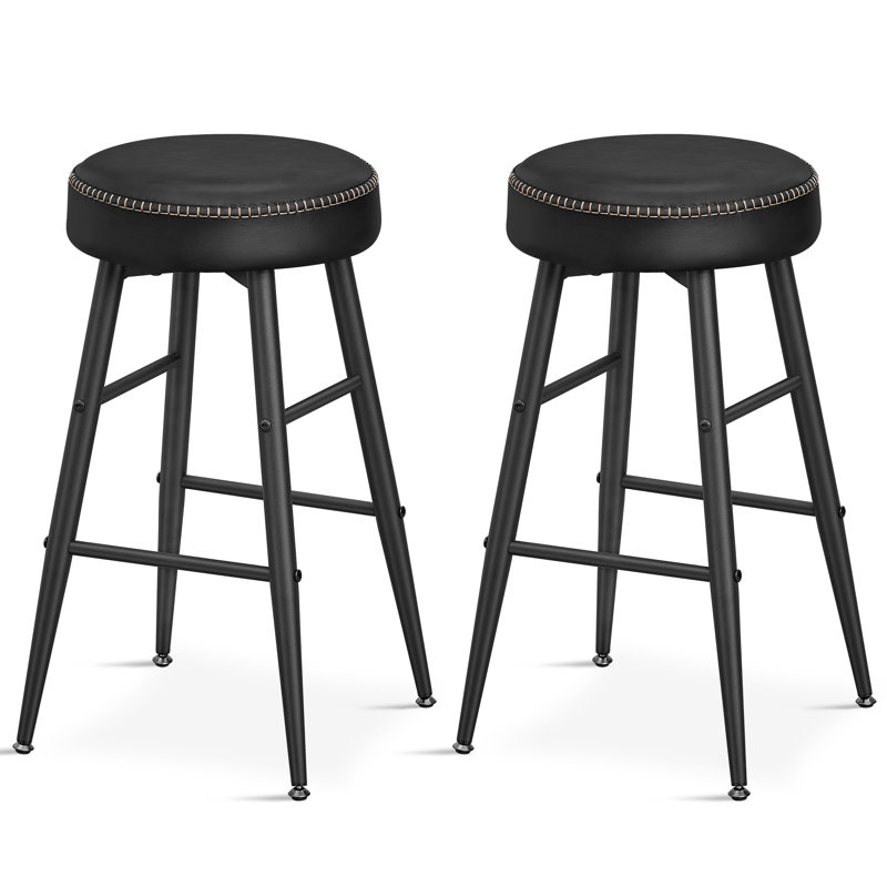 Ide Upholstered Counter Stool with Metal Frame, Ink Black, 63cm