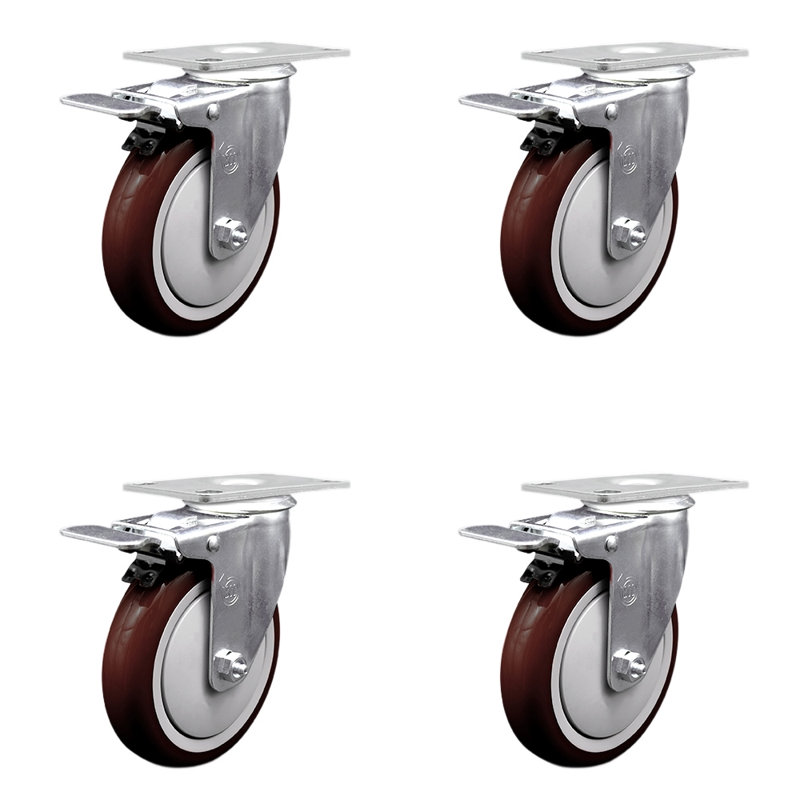 Ensemble de roulettes pivotantes Cambro, Marron