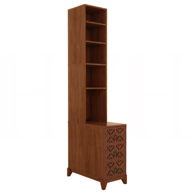 End Table with 3 Drawers – Corner Table with 4 Open Shelves – Tall Side Table for Bedroom and Corner