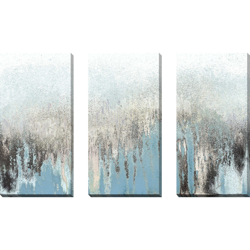 «Blue Life's Pathway», reproduction sur toile 3 pièces, L 48 po x H 32 po