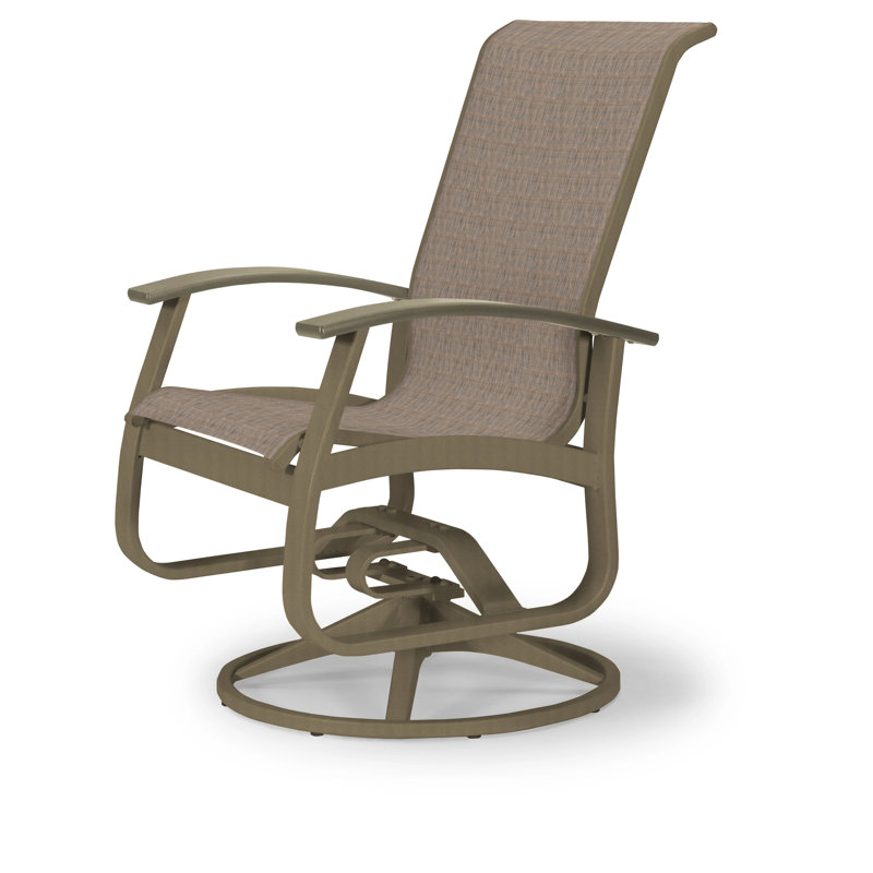 Chaise de patio pivotante Askar, Bleu marine 13D Sunbrella®, Beachwood P40, Bois de plage texturé