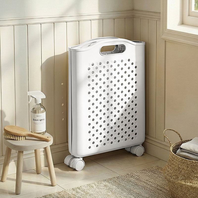 Plastic Laundry Basket with Handles, 47cm H x 31cm W x 28cm D, White