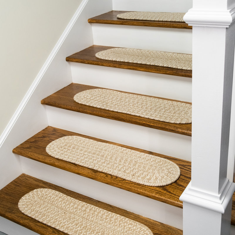 Tapis d'escalier tissé Aimah, Beige
