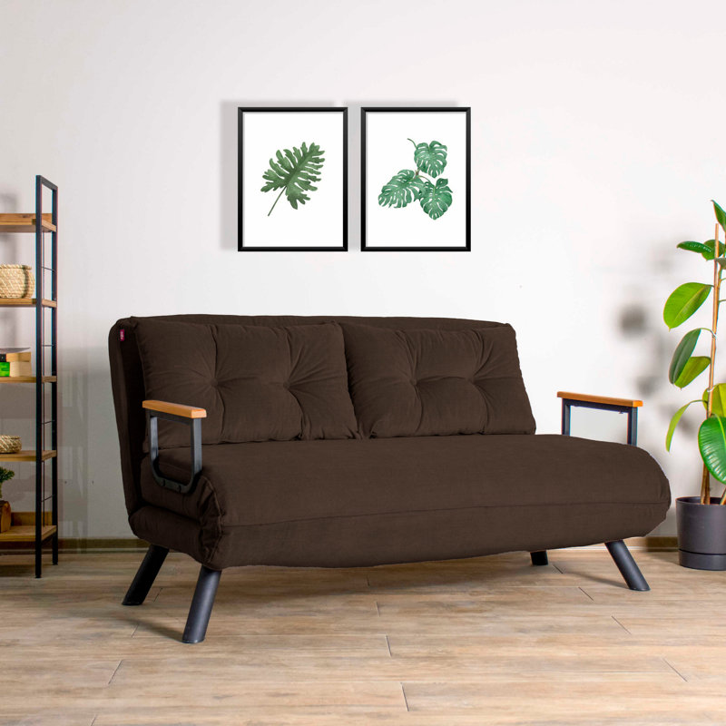 Sherri-Ann 54.3" Upholstered Sleeper Sofa, Brown 100% Polyester
