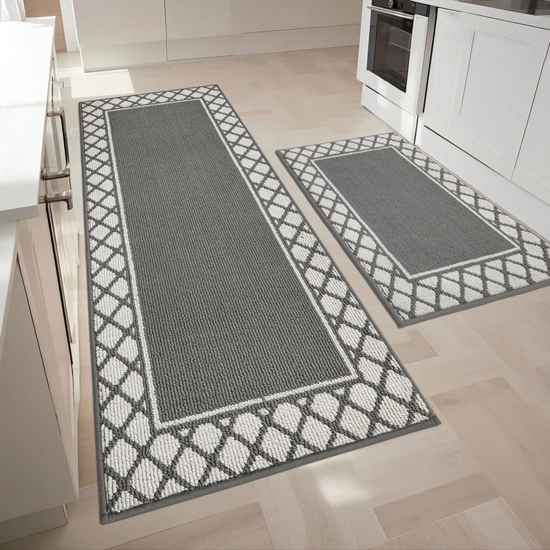 Tapis de cuisine antidérapants lavables pour plancher, Gris