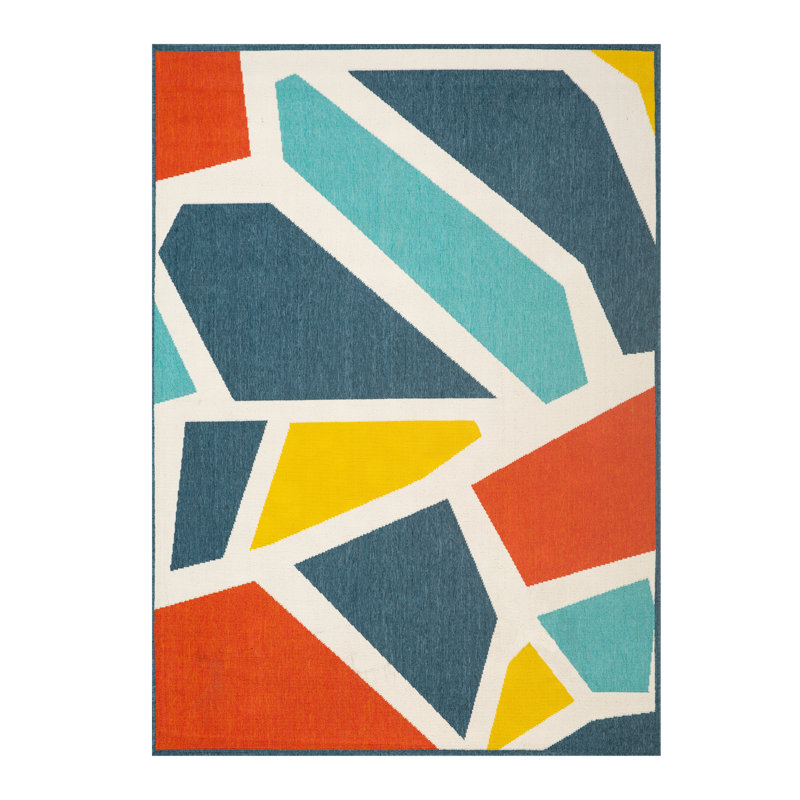 Tapis d'intérieur / extérieur à motif géométrique abstrait moderne Mapa, Rectangle 8 pi x 9 pi 9 po