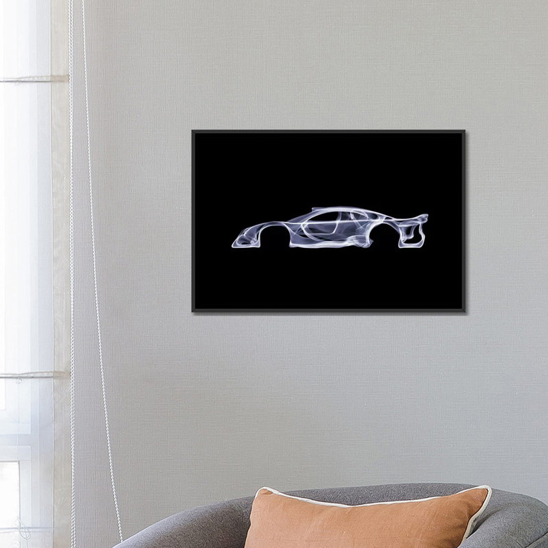 Mercedes-benz clk gtr, impression sur toile tendue, H 18 po x l 26 po x P 1,5 po, Toile avec cadre noir, Pas de tapis