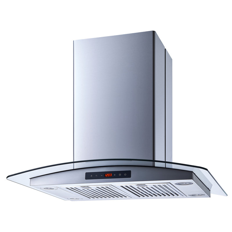 Hotte pour îlot de cuisine 30 pouces 600 CFM en acier inoxydable avec filtre inclus