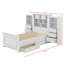 Lit plateforme simple en bois avec armoire verticale tout-en-un et 4 tiroirs de chaque côté-2025564854