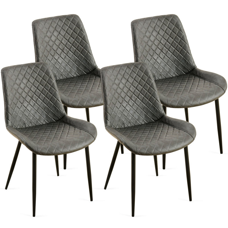 Dining Chairs, Kitchen Upholstered Chairs, Side Chair With Metal Legs, 4, Dark Grey