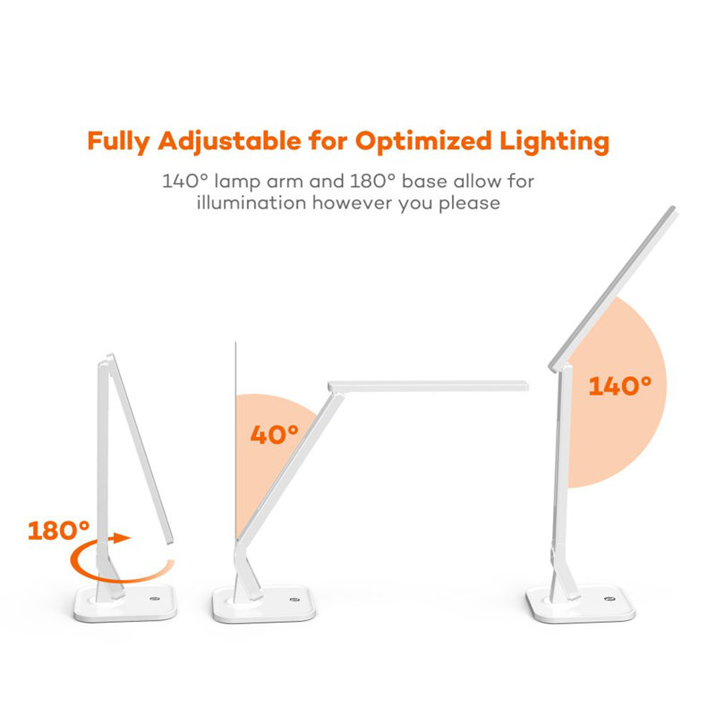 Lampe de bureau 17,51 po USB, Blanc