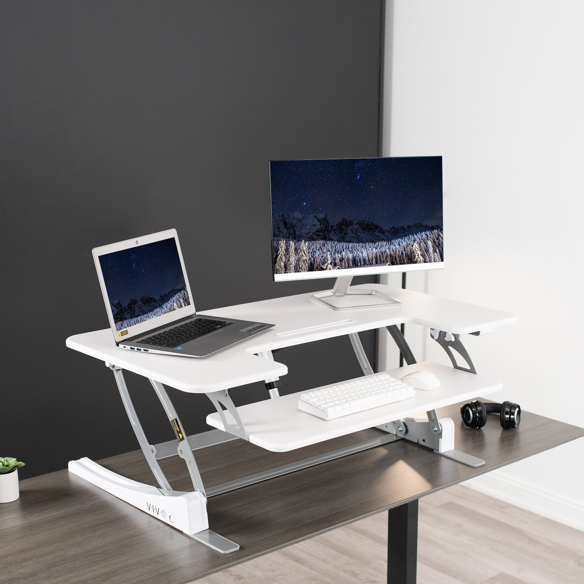 VIVO Black Height Adjustable Extra Wide 42 Stand Up Desk