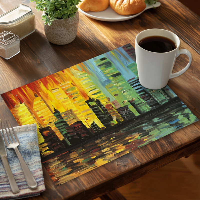 Napperon City avec tons de couleurs - décor de chambre à coucher moderne