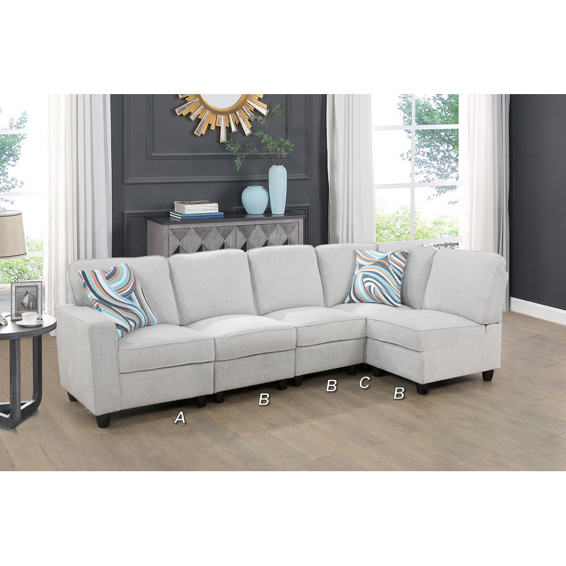 Canapé modulaire faisant face à la droite de 104 po Johniece, Gris