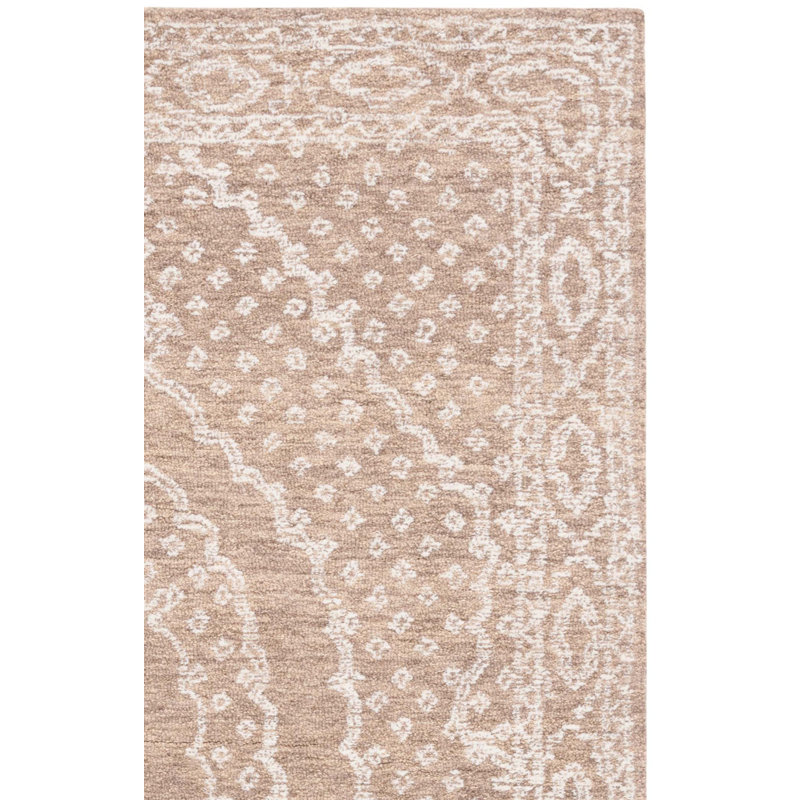 Tapis oriental brun / ivoire en coton touffeté à la main Renelde, Rectangle 5 pi x 8 pi