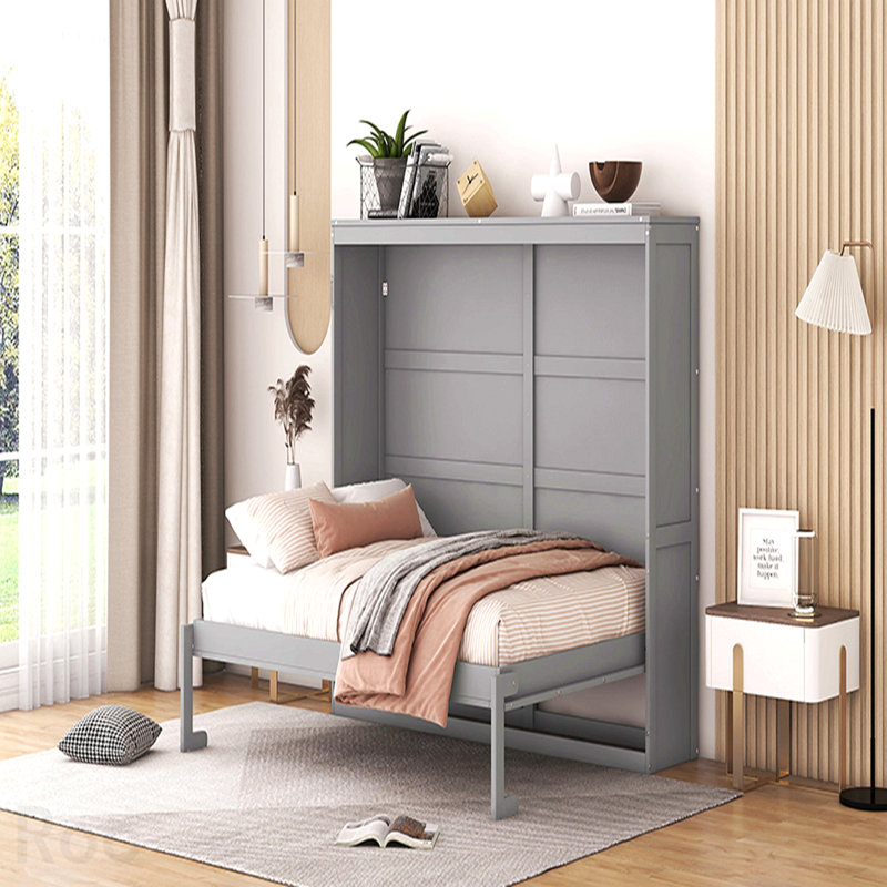 Full Size Murphy Bed Wall Bed,Gray