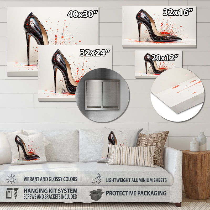 Jamay Red High Heels Sophistication II - Imprimé, H 12 po x l 20 po, Métal métal