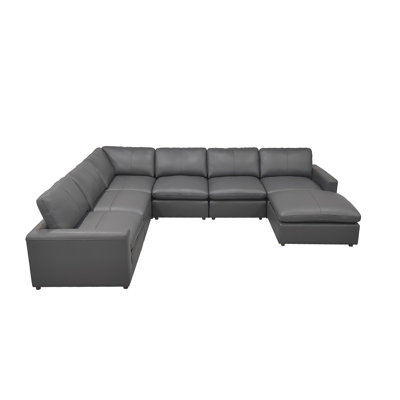 Rowith Top-Grain Leather Large Seating Modular Sectional