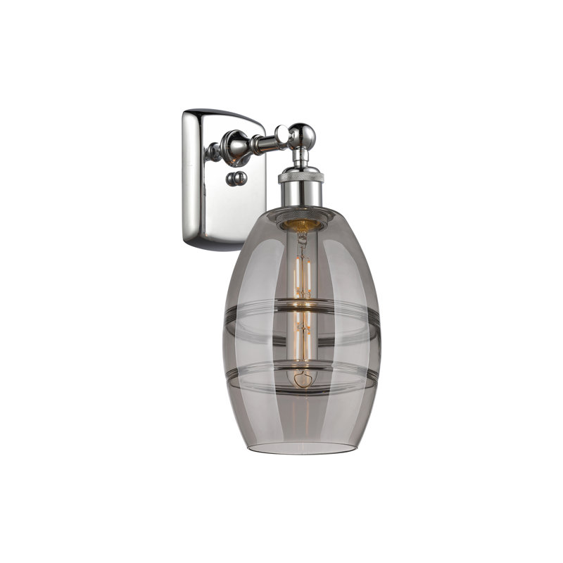 Applique murale en acier Bettylou, H 9,13 po x l 5,88 po x P 7,06 po, Gris fumée clair, Chrome poli
