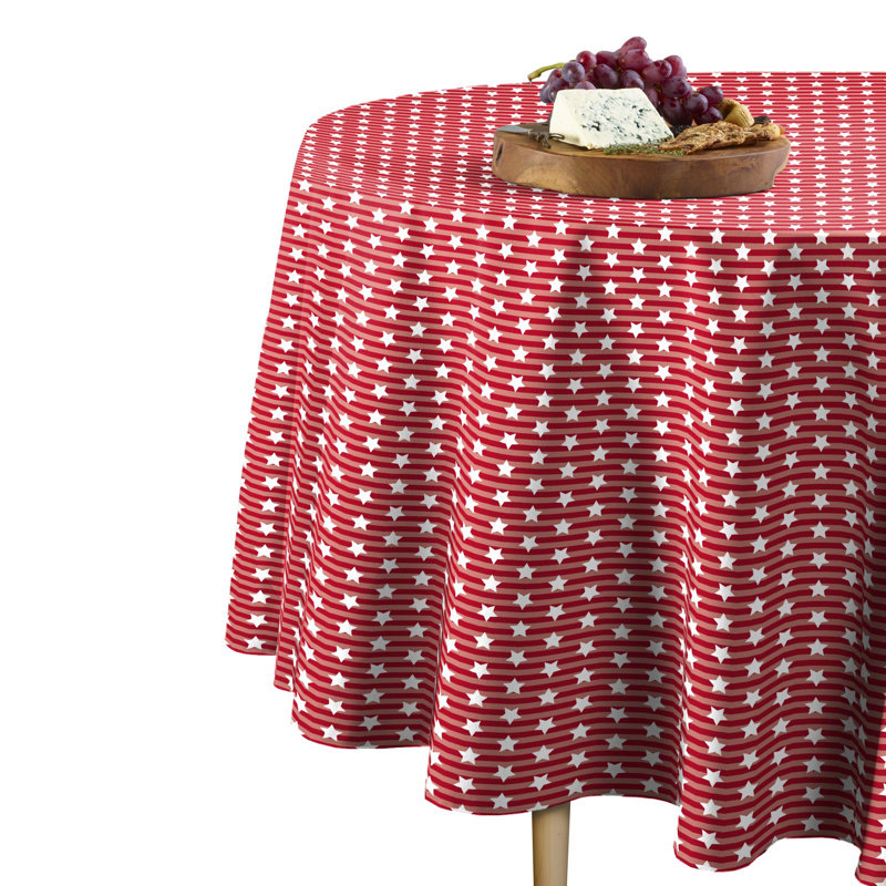 Slavens Stars Stripes Round Tablecloth, 84" x 84", Red