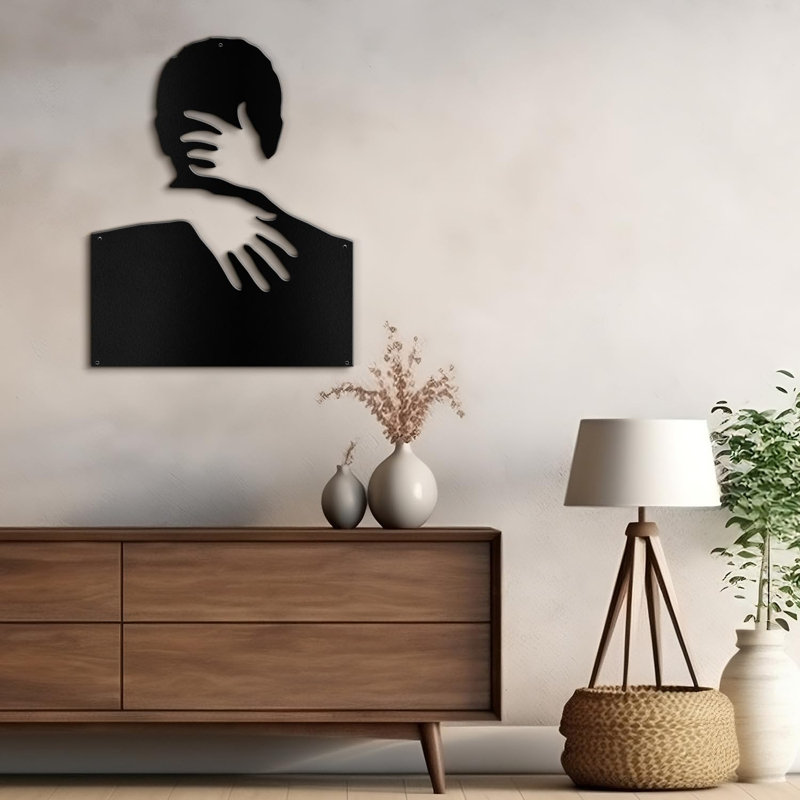 Décoration murale en métal, H 18 po x l 18 po x P 0,05 po, Noir