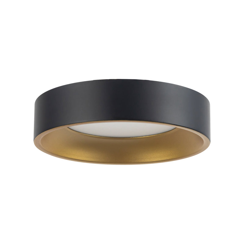 Nix 5-in Black dimmable LED Flush Mount, Matte Black/Gold