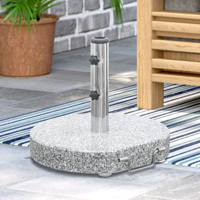 66 pound concrete patio umbrella stand bases Benton Outdoor lbs Circular Base tighten if necessary Arlmont & Co. Shuwanna 66lb